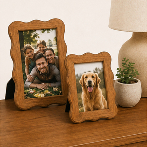Wholesale Scalloped Wooden Photo <b>Frame</b> Natural Solid <b>Wood</b> <b>Picture</b> <b>Frame</b> Ornate Wavy Edge Desktop Display Framework for Sale - Product Image 4