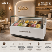 CE 2026 Hasgen 304SS 12pan Vente directe usine Armoire à glaces italienne -20°C ° Vitrine Réfrigérée Congélateur pour Gelato