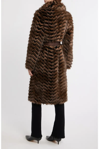 Manteau long décontracté en laine pour femme avec col en fausse fourrure amovible, couleur unie, écologique, personnalisable, vente en gros, luxe, hiver - Product Image 2