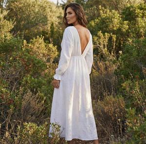 Factory Price Cotton <b>Maxi</b> Shirt Dress Double Layer Victorian Style Dress Long Beige Kaftan Robe <b>Cardigan</b> Long Gown - Product Image 2