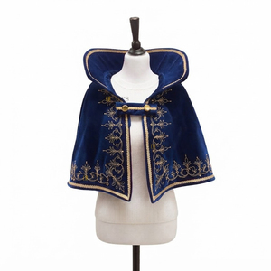 Cape de prince de carnaval en velours avec bordure brodée blanche, cape de costume pour adulte, tenue traditionnelle de carnaval - Product Image 4