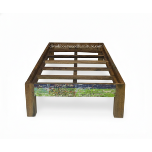 เตียงเดี่ยวไม้เรือรีไซเคิลแบบถอดประกอบได้ ไม่มีหัวเตียง สีธรรมชาติ เป็นมิตรกับสิ่งแวดล้อม เฟอร์นิเจอร์ทำมืออย่างยั่งยืนสำหรับห้องนอน - Product Image 4