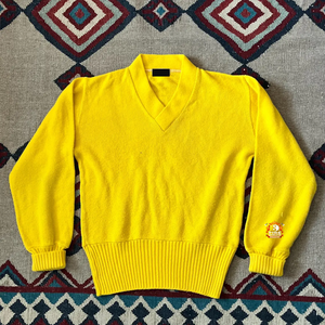 Cárdigan Amarillo con Cuello en V para Mujer, a Rayas, Manga Larga, Informal, de Invierno, Tejido 100% Algodón, Anti-Pilling, con Botón con Logotipo Frontal - Product Image 1