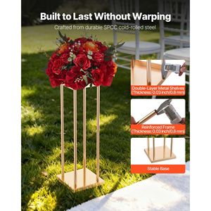 10 Pezzi Colonna Portafiori da 60 cm in Metallo Laminato, Espositore Floreale Cilindrico Cubico per Ghirlande e Corone Nuziali - Product Image 3