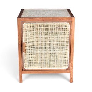 Teak Wood Rattan <b>Cabinet</b> Natural Cane Sideboard Nightstand <b>Small</b> Wood Storage Lockers Living Room Bedroom Home Furniture Factory - Product Image 2