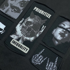 Camisetas de Gran Tamaño para Hombre, Estilo Urbano, de Algodón Premium, con Parches, Fabricantes de Camisetas de Diseñador de Alta Calidad con Logotipo Personalizado - Product Image 4