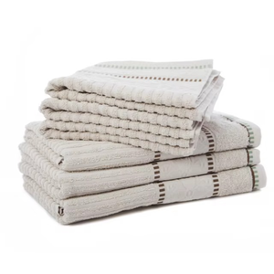 Grey Terry Cloth <b>Bath</b> <b>Towel</b> <b>Set</b> With Embossed Pattern Design - Product Image 3