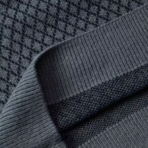 2026 Best Quality Men's Gray Knitted O-Neck <b>Pullover</b> <b>Sweater</b> with Geometric Pattern Long Sleeve - Product Image 5