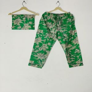 Conjunto de Pijama Floral con Cuello Camisero y Estampado a Mano, Ropa de Dormir de Algodón, Ropa de Dormir y de Estar por Casa de Verano Estilo Bohemio para Mujer, Regalo - Product Image 3