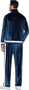 Ensemble de survêtement en velours bleu marine pour homme, fermeture éclair intégrale, coupe décontractée, vêtements de sport, matière polyester, poches latérales - Product Image 4