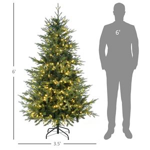 Albero di Natale Artificiale da Interno 6 Piedi con Luci LED Bianco Caldo, 8 Modalità di Illuminazione, Apertura Automatica per Decorazioni Festive - Misure 180cm 210cm - Product Image 3