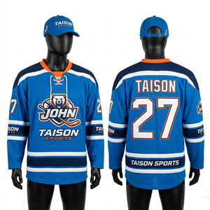 Maillot de hockey sur glace pour hommes, 225 GSM, polyester durable, panneaux contrastants vert néon, logo personnalisé en sergé thermocollé - Product Image 2