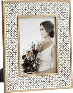 Cadre photo en résine fait main 4x6 pouces, motif zigzag noir et blanc, art populaire, décoration d'intérieur - Product Image 2