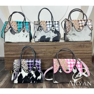 Sac fourre-tout en cuir de vachette à carreaux, design tendance, travaillé à la main, élégant, floral, pour femme, à porter à l'épaule ou en bandoulière, pour un usage quotidien - Product Image 1