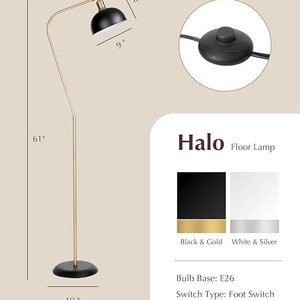 Lampadaire contemporain mince avec variateur tactile pour éclairage d'angle de lecture - Product Image 2