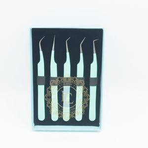 Pinzas de pestañas de punto plateado con revestimiento de polvo verde de verano de lujo Extensión de pestañas hecha a mano de acero inoxidable Etiqueta privada Perfecta - Product Image 2