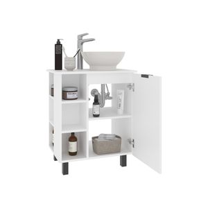 Mueble de Baño Independiente Allegra Blanco con Lavabo, Una Puerta de Almacenamiento y Estantes Abiertos - Product Image 6