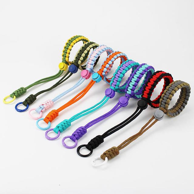 Factory Wholesale Eco-Friendly Colorful Paracord Mobile Phone Strap Lanyard Wrist Anti-lost Anti-drop Adjustable Hand Woven Braided