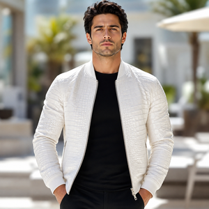 Wholesale Finished LEATHER SPOT Men's Embossed for Leather Bomber <b>Jacket</b> Breathable Summer <b>Western</b> Classic Shirt Style - Product Image 1