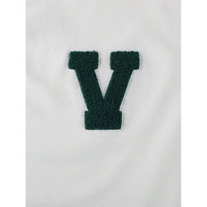 <b>White</b> <b>V</b>-<b>Neck</b> Knit Pullover With Green <b>V</b> Embroidery Long Sleeve Preppy Style Women's <b>Sweater</b> 100% Cotton Regular Fit - Product Image 4