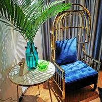 Fauteuil de détente de luxe italien en acier inoxydable, fauteuil lounge design moderne pour villa et manoir, fauteuil d'appoint de caractère