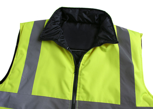 Men's High Visibility Reflective Safety Vest Zipper Stand Collar Sleeveless Work <b>Waistcoat</b> - Product Image 5