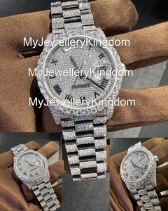 Montre de luxe pour homme en moissanite glacée, cadran VVS1, boîtier en acier inoxydable, résistance à l'eau 10 bars, lunette personnalisée, mécanique - Product Image 5