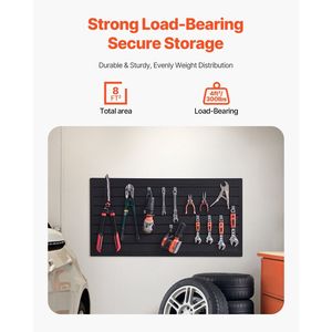 Paneles de Revestimiento de Pared de PVC Negro Fáciles de Instalar, Diseño Modular de 2 x 4 pies, Revestimiento de Pared para Garaje con Estantes Ajustables - Product Image 2