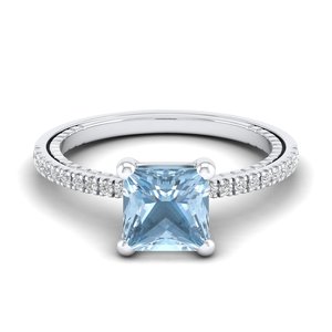 Bague en or massif 14 carats REYES, nouveau design, diamant certifié IGI, prix de gros, pierre précieuse aigue-marine 2 carats, cadeau de mariage, bijoux fins - Product Image 1