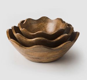 Handmade Biodegradable <b>Rustic</b> Style Wooden Bowl for <b>Dining</b> <b>Table</b> Centerpiece Salad Serving Modern <b>Farmhouse</b> Kitchen Decoration - Product Image 1