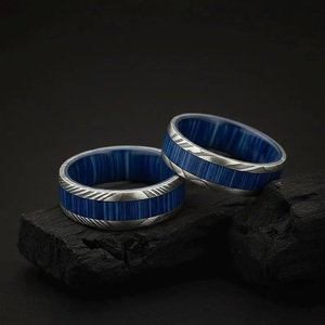Hot Selling Handmade Wood Damascus Steel <b>Ring</b> for Men Women Wedding Band Fashion Party <b>Ring</b> Custom Latest Design OEM Supplier - Product Image 4