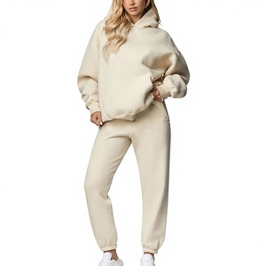 Conjunto Deportivo de Sudadera con Capucha y Pantalones Jogger para Mujer, Diseño 2 en 1, Color Sólido, Ligero, Transpirable, de Poliéster/Algodón, Corte Holgado Informal - Product Image 1
