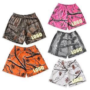 Custom Made 7 Inch Inseam Sublimated Polyester Graphic Print S-5XL <b>Tree</b> Camo Mesh Shorts for Mens Gym Workout Shorts - Product Image 1