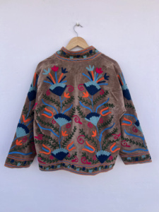 Wholesale <b>Reversible</b> Vintage Embroidered Floral Pattern Velvet Bomber <b>Jacket</b>-Eco-Friendly Windproof Breathable Unisex Winter - Product Image 2