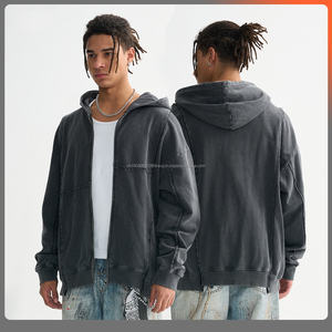 Fabricantes Ropa de ropa de calle personalizada Sudadera 380 Gsm Peso pesado Lavado con ácido Vintage Sudaderas con capucha de gran tamaño Unisex - Product Image 1
