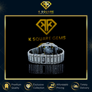 Exportateur indien vendant un bracelet de luxe en acier inoxydable VVS avec mouvement automatique carré, quartz, résistant à l'eau, diamant moissanite, 41 mm - Product Image 5