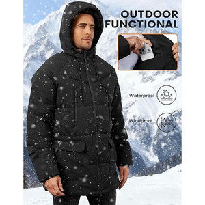 Men’s Long Winter Coat Hooded Quilted Puffer <b>Jacket</b> <b>Waterproof</b> Thick Insulated Puffy Parka <b>Warm</b> Cold Weather Outerwear - Product Image 5