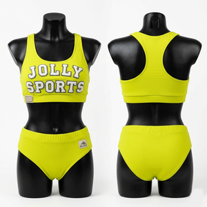 Soft 230 GSM Polyester Spandex Green Bikini Set Women Swimwear Racerback Cut Sublimation Print Women Bikinis set - Product Image 3