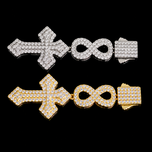 New Latest 18K <b>Solid</b> Gold Plated Sterling <b>Silver</b> Iced Out Infinity and Cross Cuban Chain with Moissanite Trendy Unisex Jewelry - Product Image 6