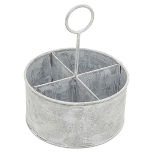 Organizador de utensilios de metal galvanizado de 3 compartimentos con bandeja y asas para cuchillos, cucharas, tenedores y cubiertos para cocina y comedor. - Product Image 5