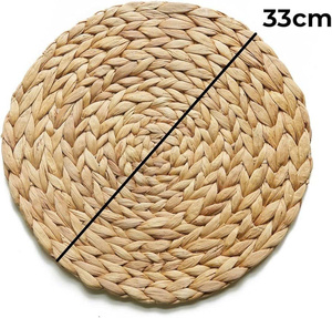Set de table rond bohème en jacinthe d'eau tressée, antidérapant, résistant à la chaleur, réutilisable, fait main, pour dîner et fête - Product Image 4