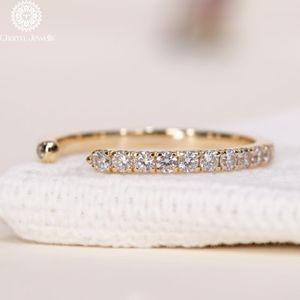 Charm Jewells Moissanite Eternity Band Engagement <b>Ring</b> 18K Gold Plated Prong Setting Brilliant Cut Women's Classic IGI Certified - Product Image 1
