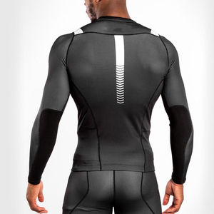 Men's Black Long Sleeve Rash Guard With <b>White</b> Stripes Quick Dry <b>Compression</b> <b>Shirt</b> For Adults - Product Image 6