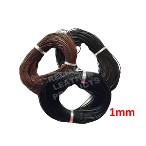 Cordon en cuir naturel rond noir de 1 mm de qualité supérieure pour breloques et composants de bijoux - Product Image 6