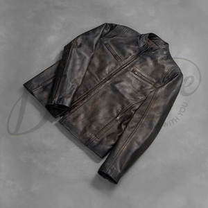 Chaqueta de Cuero Genuino Marrón Vintage para Hombre, Estilo Retro Cafe Racer, Chaqueta de Motero con Acabado Antiguo - Product Image 6