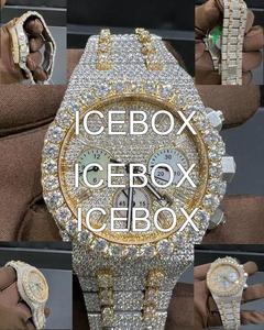 Montre de luxe Hip Hop en acier inoxydable pour homme avec diamants Moissanite glacés, cadran en verre VS1, bracelet à fermoir, résistante à l'eau 10 bars - Product Image 5