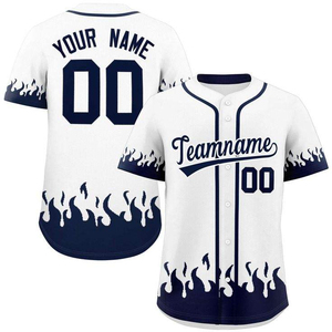Customizable Baseball Jersey Mens Short Sleeve <b>White</b> Navy Blue Team Name Front Print Breathable Polyester - Product Image 5