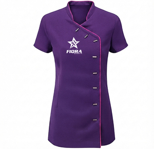 Custom New Fashion Salon Tunic Nurse Nail Beauty Spa Uniform <b>Scrub</b> Uniform With Custom Trim Button Knitted for Women <b>Plus</b> <b>Size</b> - Product Image 2