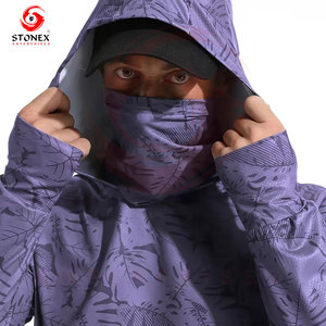 Vêtements de pêche UPF 50+ à séchage rapide, respirants, grande taille, sweat à capuche pour homme à manches longues avec masque intégré et design personnalisé - Product Image 2