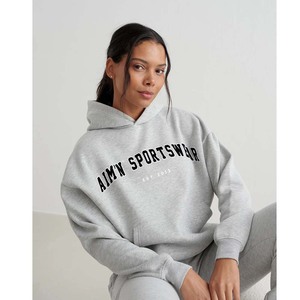 Women's Oversized Black Cotton Blend <b>Zip</b>-<b>Up</b> Sweatshirt Front Logo Asymmetric Drop-Shoulder Full Sleeve Autumn Wear - Product Image 6